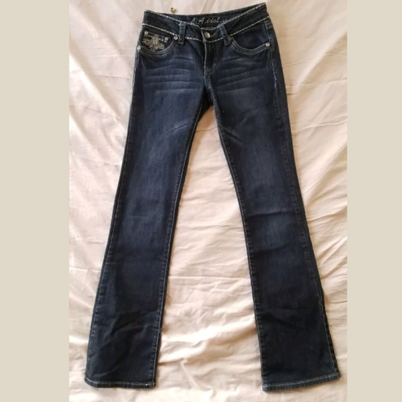 LA Idol USA Blingy Cross Flap Pocket Blue Jean - Picture 2 of 11